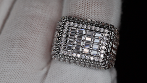 Big Iced Out Ring | Mens Silver Diamond Ring | Mens Baguette Diamond Ring