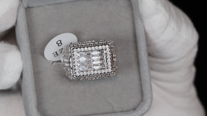 Big Iced Out Ring | Mens Silver Diamond Ring | Mens Baguette Diamond Ring