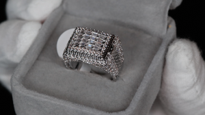 Big Iced Out Ring | Mens Silver Diamond Ring | Mens Baguette Diamond Ring