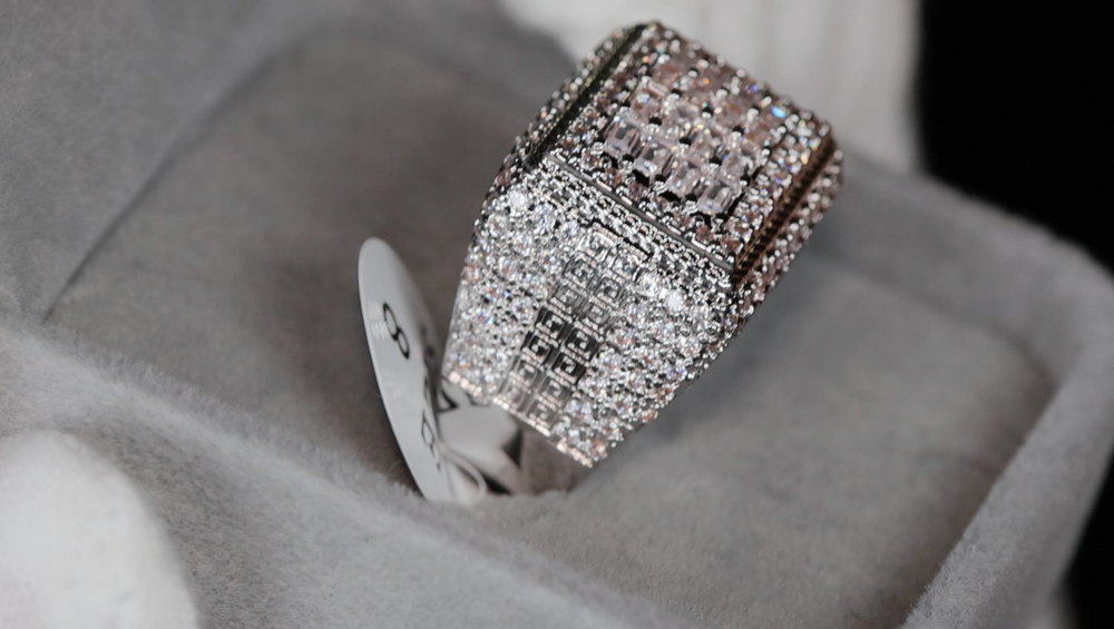 Big Iced Out Ring | Mens Silver Diamond Ring | Mens Baguette Diamond Ring