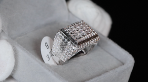 Big Iced Out Ring | Mens Silver Diamond Ring | Mens Baguette Diamond Ring