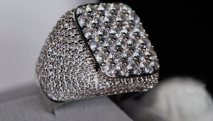 Iced Out Ring, Mens Big Iced Out Ring, Mens Diamond Hip Hop Ring