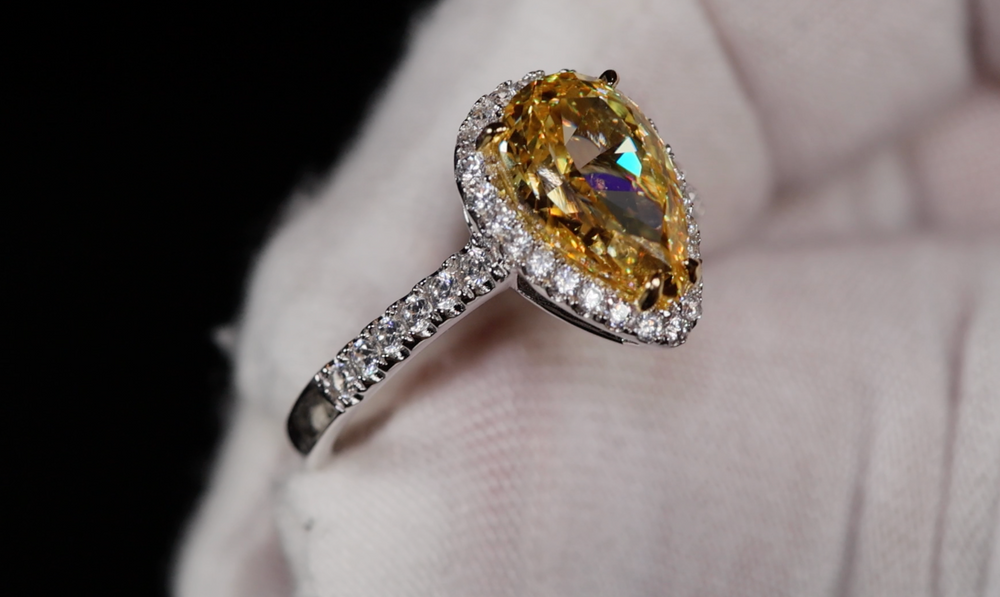 Yellow Pear Cut Diamond Engagement Ring