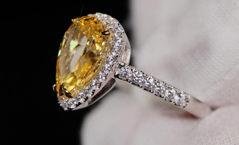 Yellow Pear Cut Diamond Engagement Ring