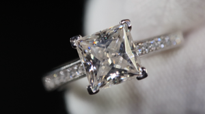 Womens Princess Cut Moissanite Diamond Ring