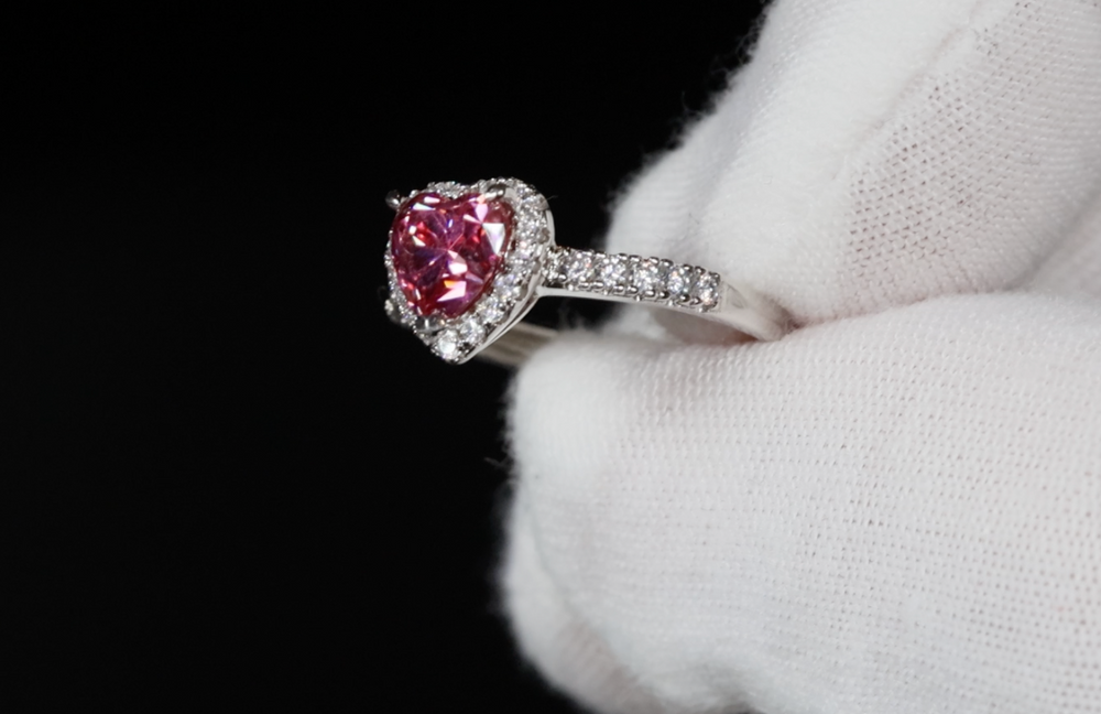 pink lab diamond ring