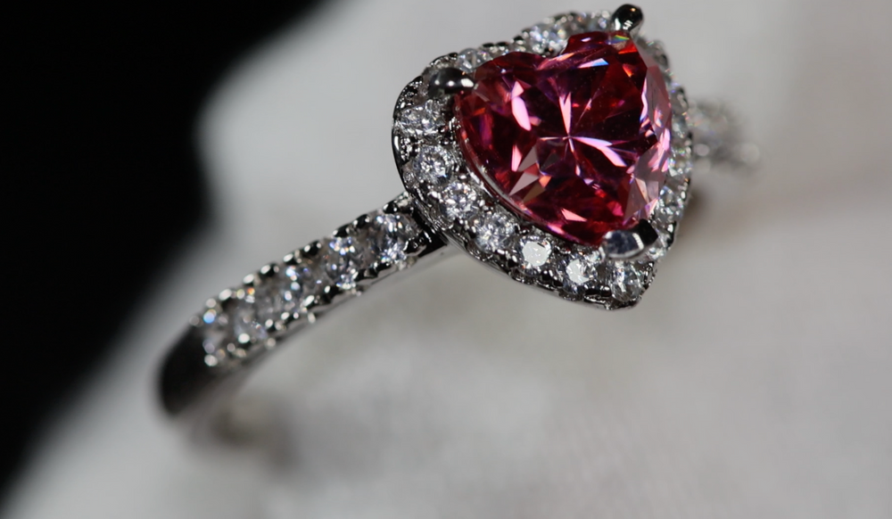 pink lab diamond ring