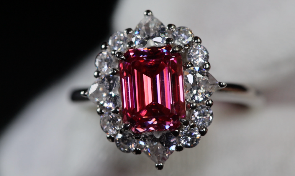 Pink Moissanite Diamond Ring