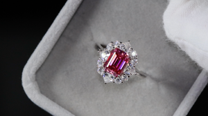 Pink Moissanite Diamond Ring