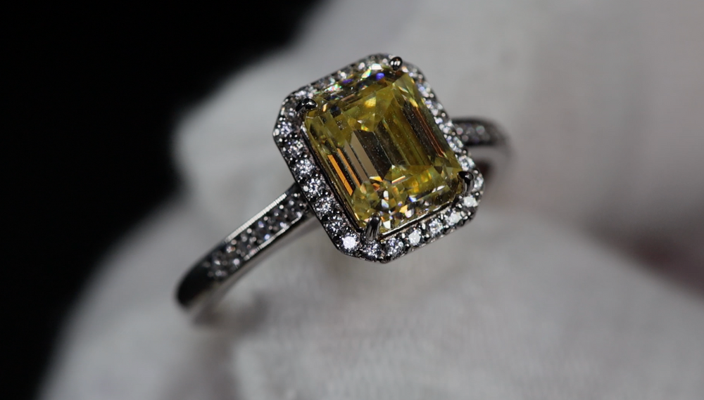 Yellow Moissanite Diamond Ring