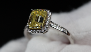 Yellow Moissanite Diamond Engagement Ring