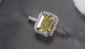 Yellow Moissanite Diamond Engagement Ring