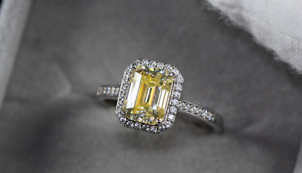 Yellow Moissanite Diamond Engagement Ring