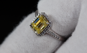 Yellow Moissanite Diamond Engagement Ring