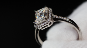 emerald Moissanite Engagement Ring