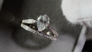 Teardrop Moissanite Diamond Engagement Ring