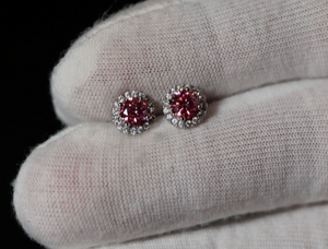 Pink Moissanite Diamond Ear studs