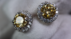 yellow moissanite diamond ear studs