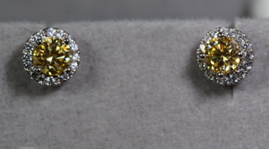 yellow moissanite diamond ear studs