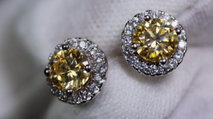 yellow moissanite diamond earrings