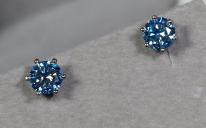 Blue Diamond Ear Studs 