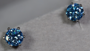 moissanite Blue Diamond Ear Studs 