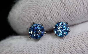 Blue Diamond Ear Studs 