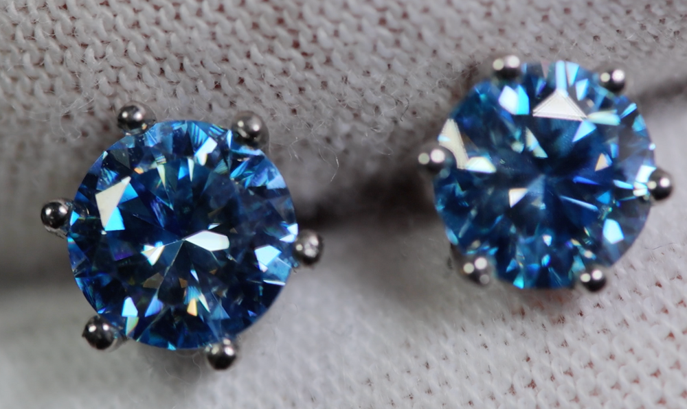 Blue Moissanite Earrings