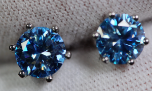 Blue Moissanite Earrings
