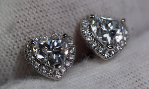 moissanite Heart Earrings