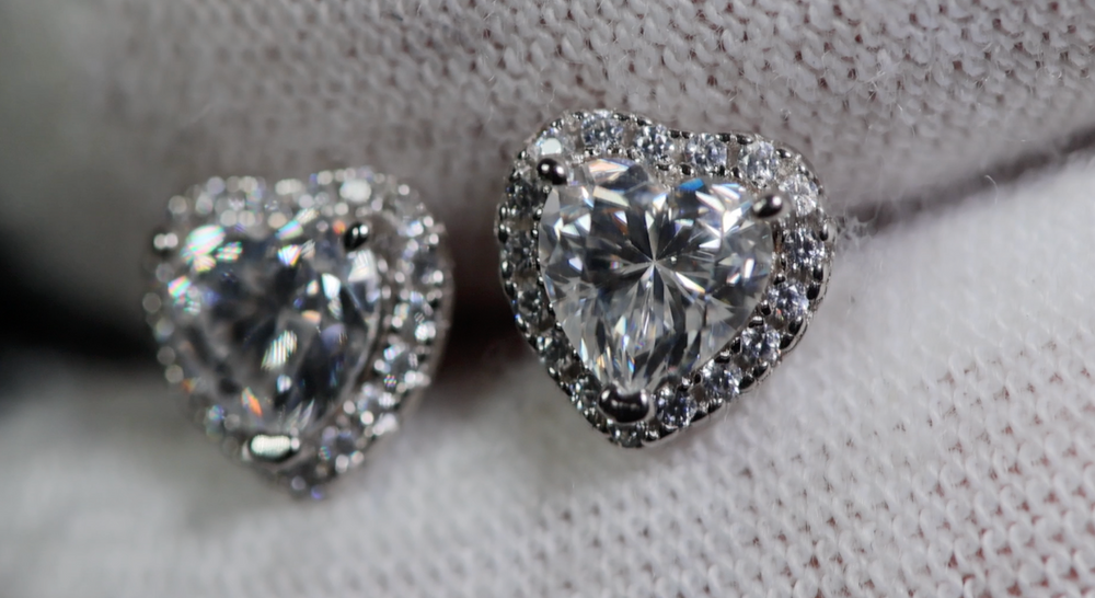 moissanite Heart Earrings