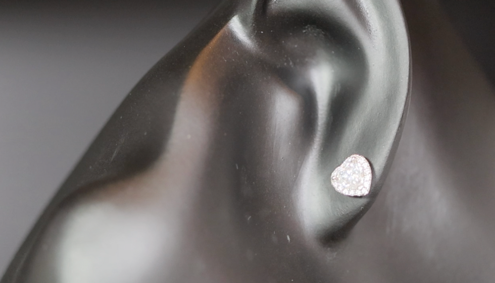 moissanite Heart Ear studs