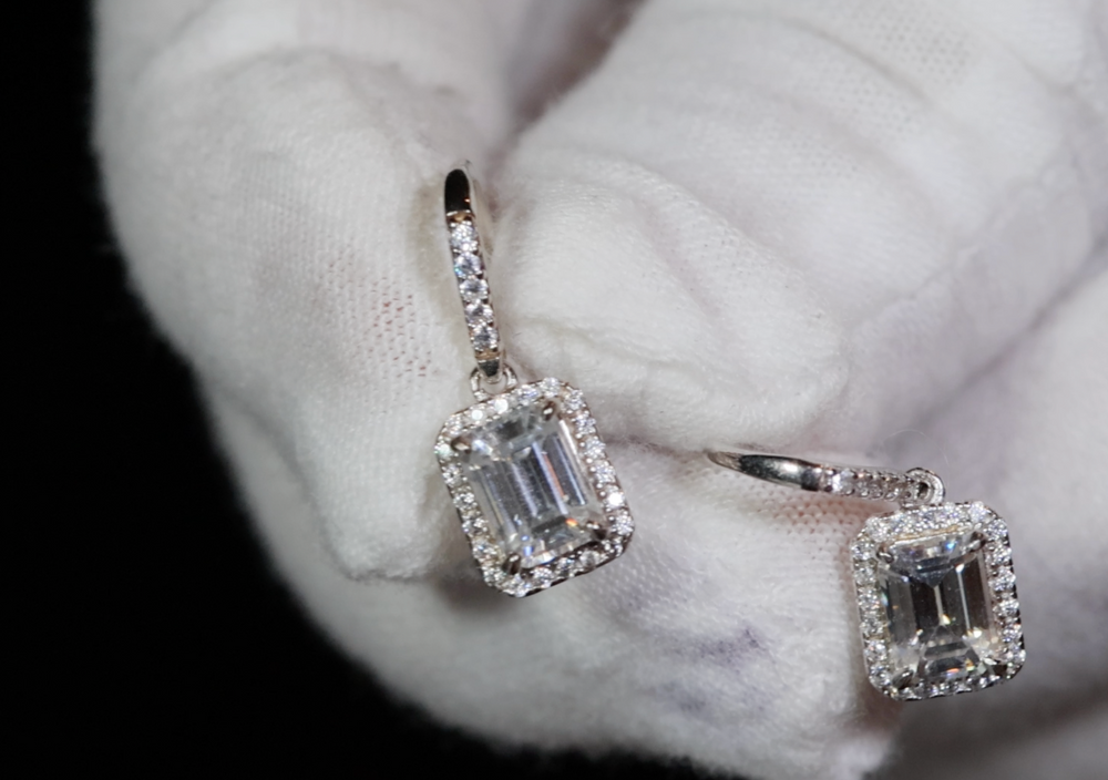 Emerald Cut Diamond Earrings