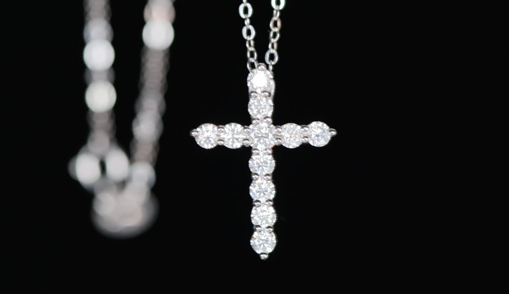 
            
                Load image into Gallery viewer, Moissanite Diamond Cross Necklace | Moissanite Diamond Cross Pendants
            
        