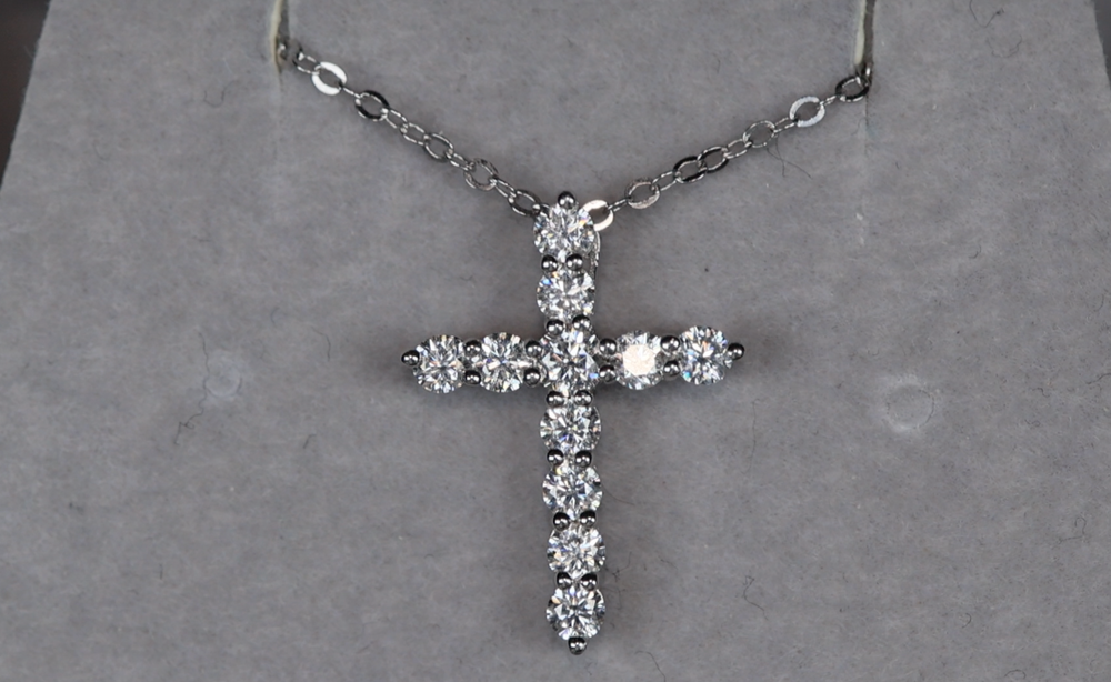 
            
                Load image into Gallery viewer, Moissanite Diamond Cross Necklace | Moissanite Diamond Cross Pendants
            
        