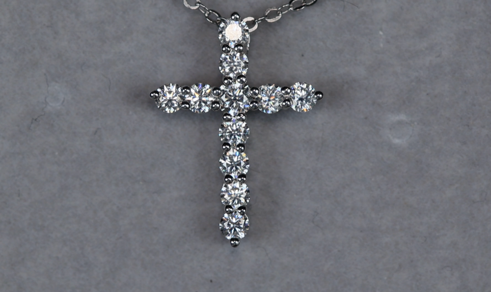 
            
                Load image into Gallery viewer, Moissanite Diamond Cross Necklace | Moissanite Diamond Cross Pendants
            
        