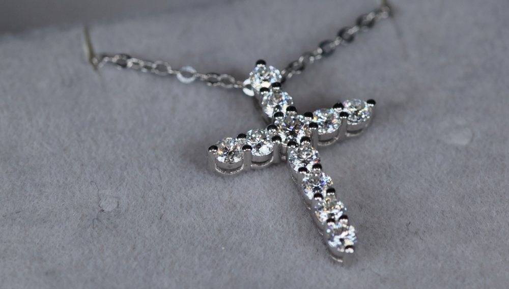 
            
                Load image into Gallery viewer, Moissanite Diamond Cross Necklace | Moissanite Diamond Cross Pendants
            
        