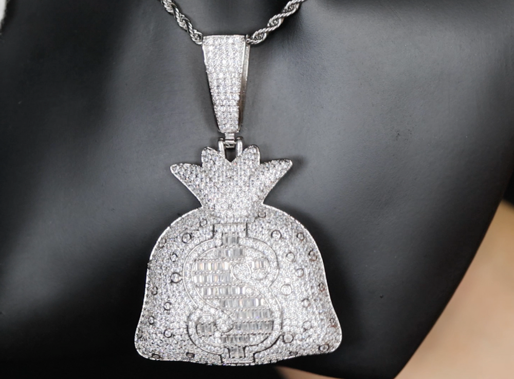 Money Bag Pendant | Iced Out Pendant | Hip Hop Pendant | Richie Rich Diamond Pendant