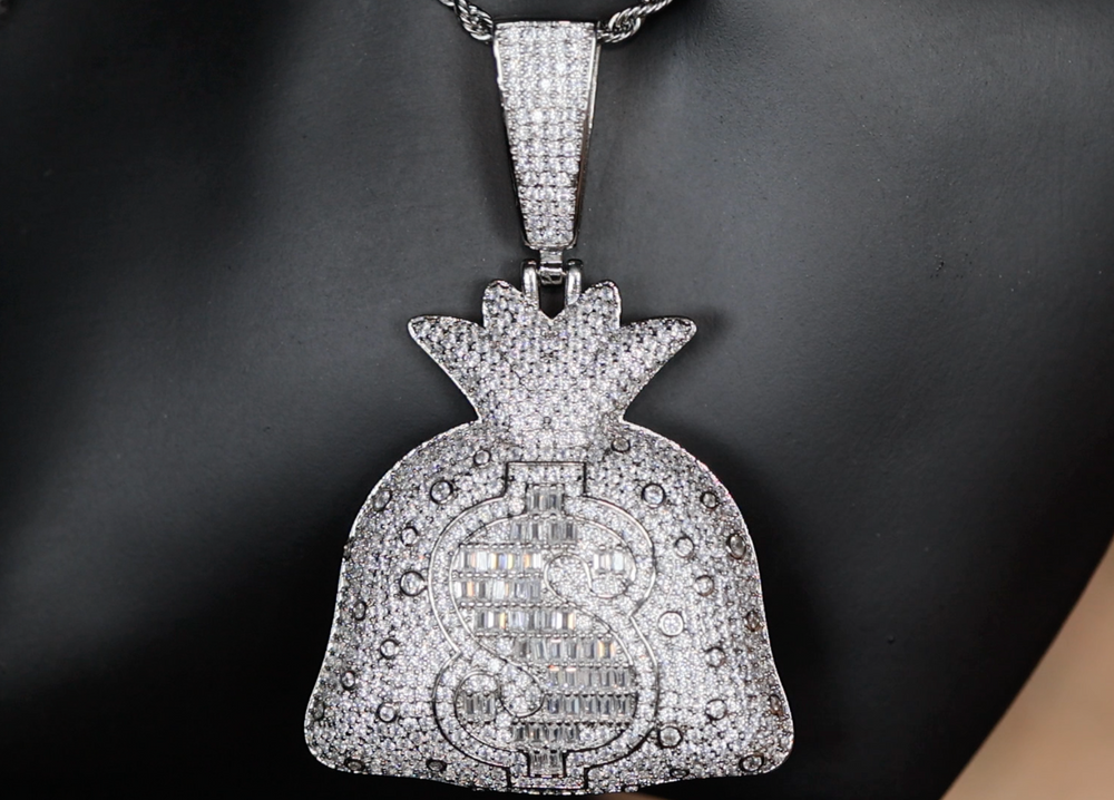 Money Bag Pendant | Iced Out Pendant | Hip Hop Pendant | Richie Rich Diamond Pendant