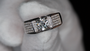 Mens Moissanite Diamond Wedding Ring