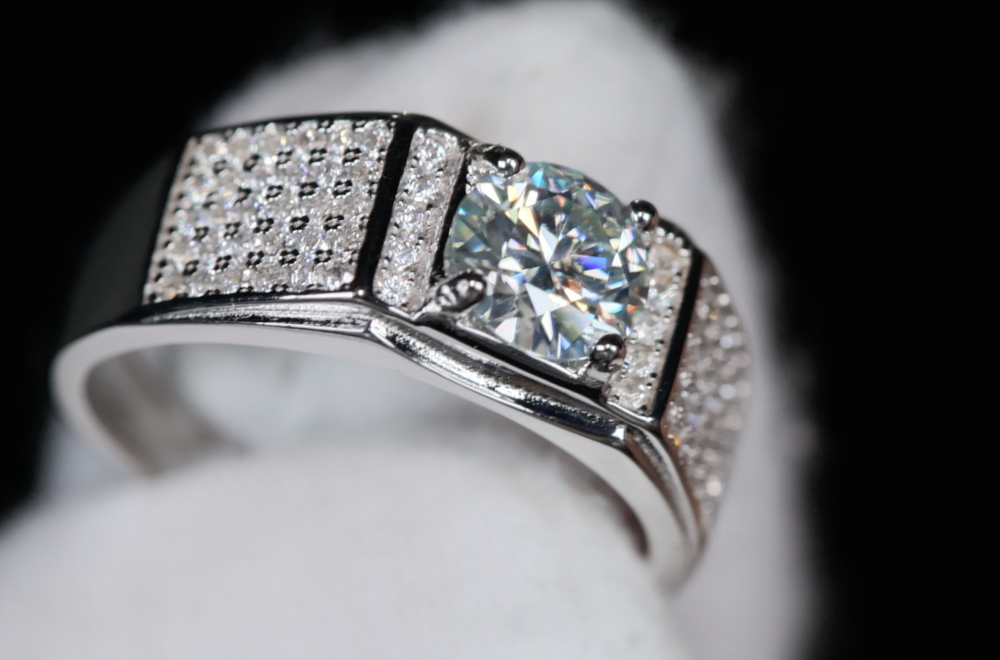 Mens Moissanite Diamond Wedding Ring