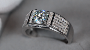 Mens Moissanite Diamond Wedding Ring