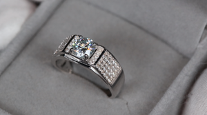 Mens Moissanite Diamond Wedding Ring