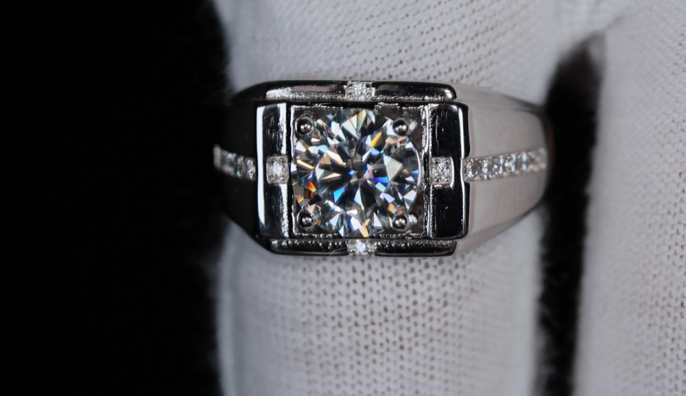 Mens Moissanite Diamond Engagement Ring