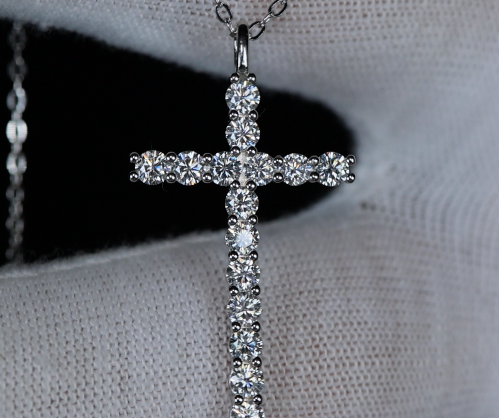 Moissanite Diamond Cross Pendant