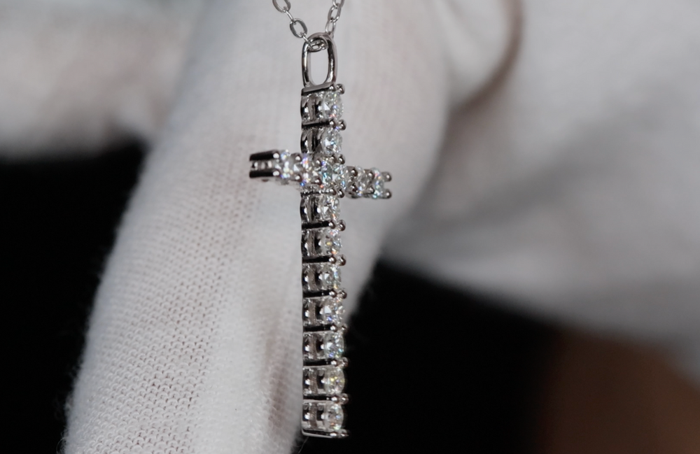 Moissanite Diamond Cross Necklace | Moissanite Diamond Cross Pendant