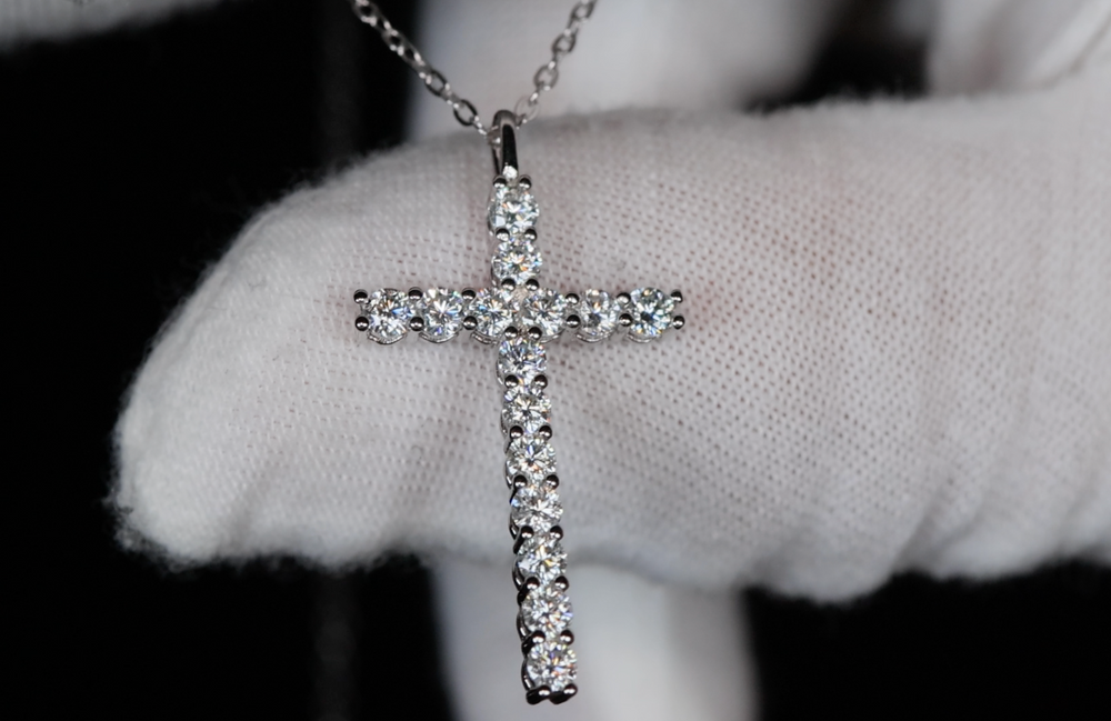 Moissanite Diamond Cross Necklace | Moissanite Diamond Cross Pendant