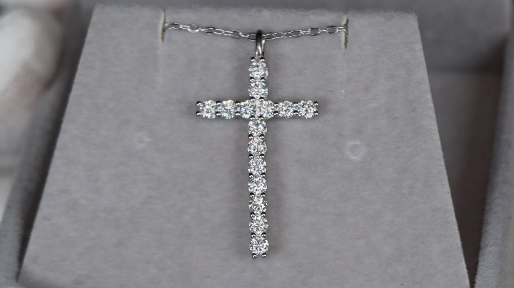 Moissanite Diamond Cross Necklace | Moissanite Diamond Cross Pendant