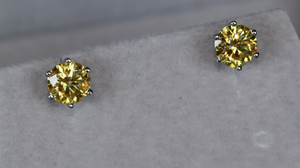 Yellow Moissanite Diamond Ear Studs
