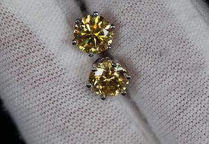 Yellow Diamond Ear Studs